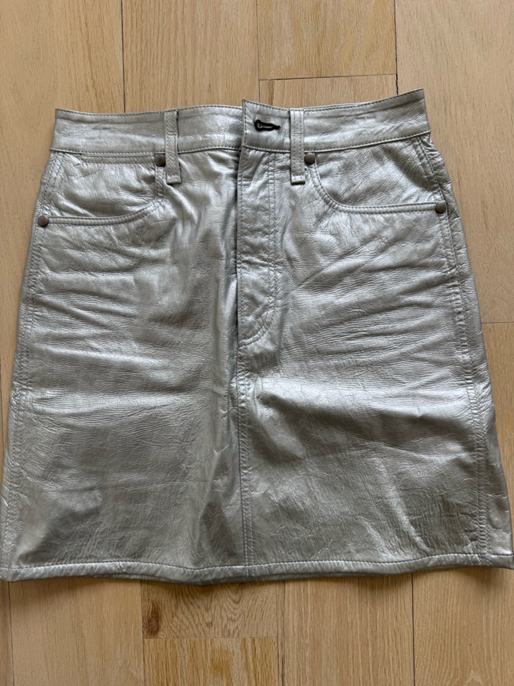 Rag & Bone Metallic Silver Leather High-waisted Mini Skirt